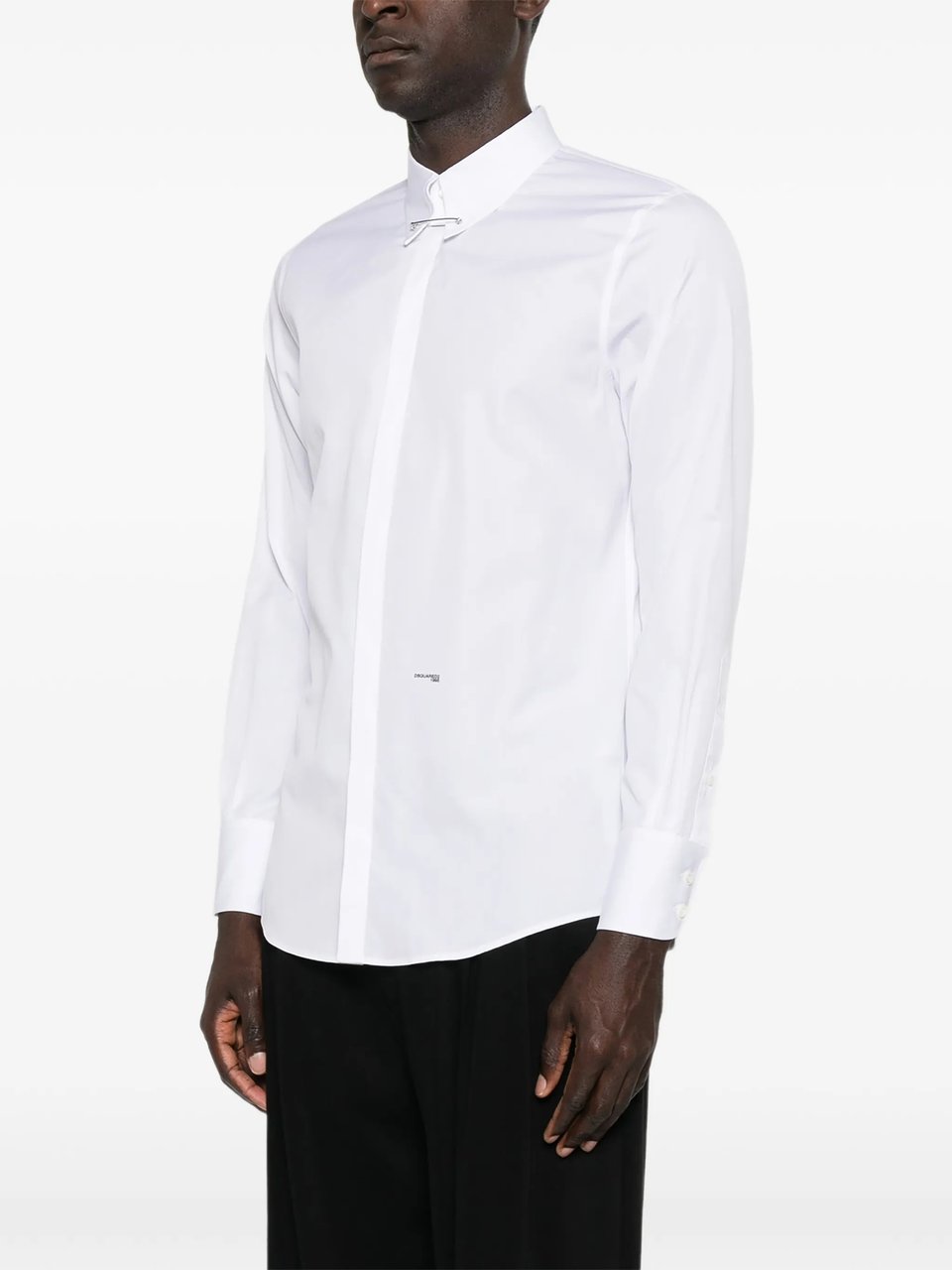 Dsquared2 White Long-Sleeve Silver Safety Pin Shirt Wit