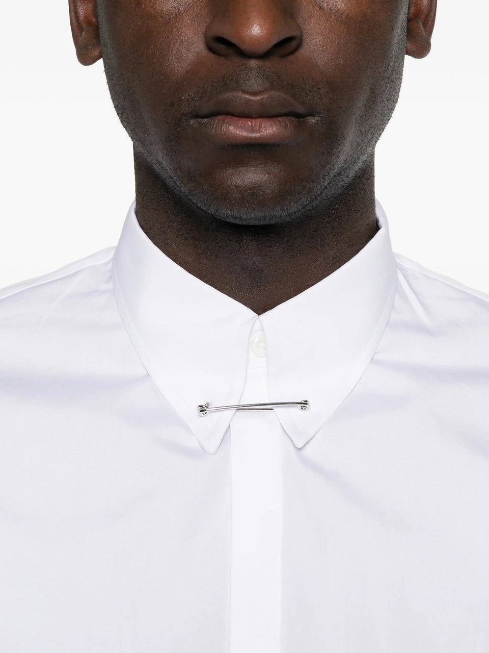 Dsquared2 White Long-Sleeve Silver Safety Pin Shirt Wit