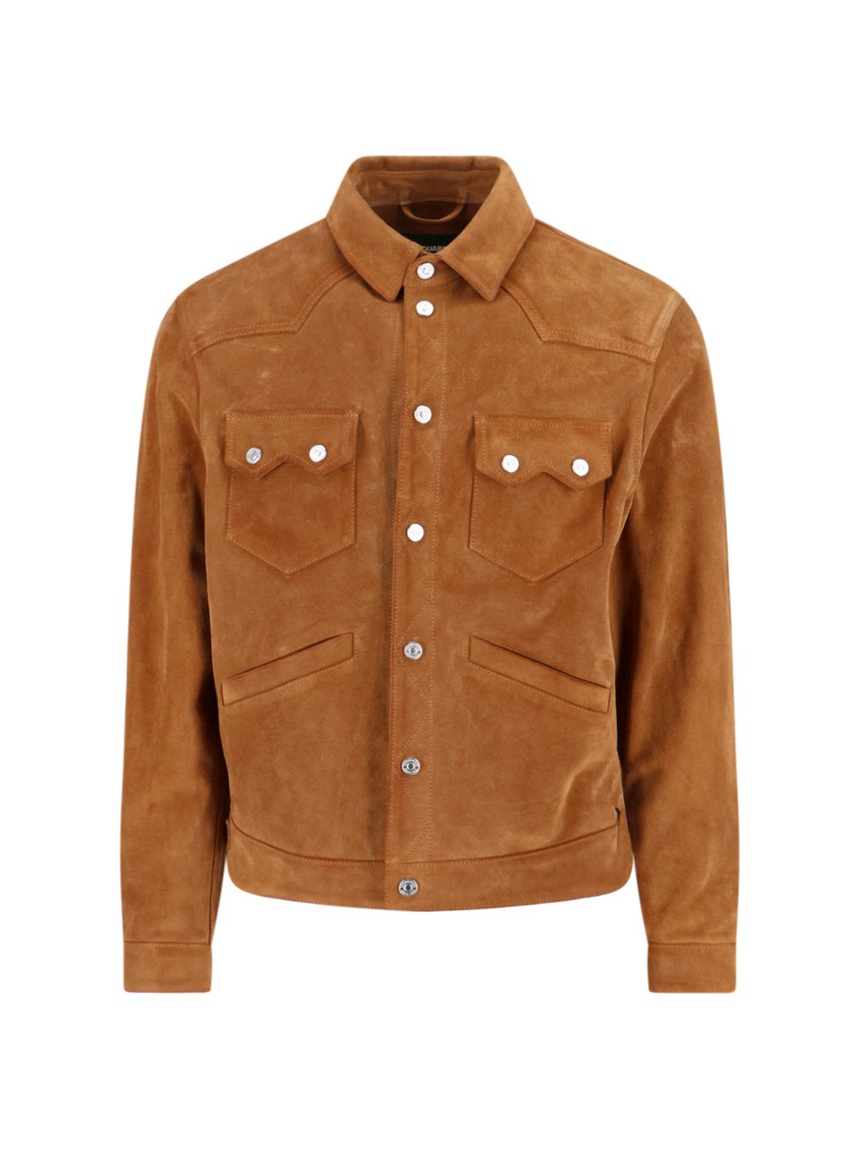 Dsquared2 Structured Brown Jacket with Front Zipper Bruin