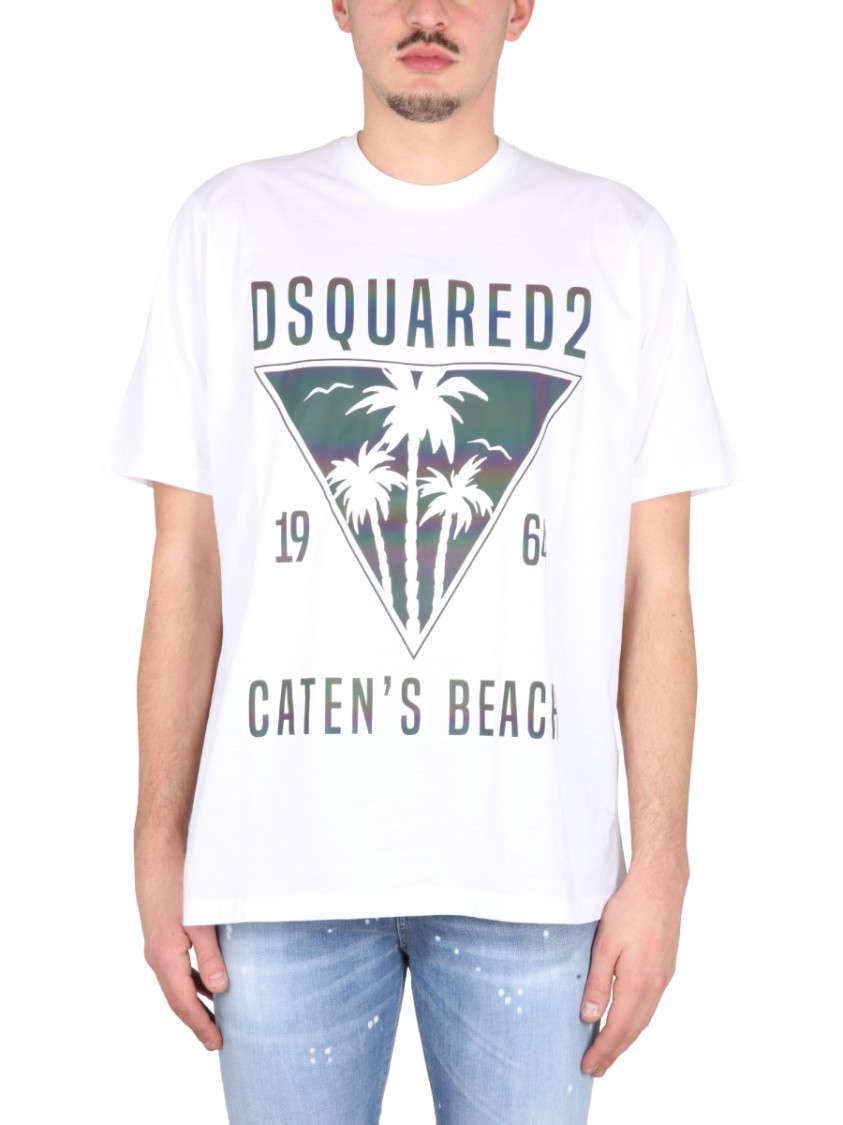 Dsquared2 D2 Caten's Beach T-Shirt Wit