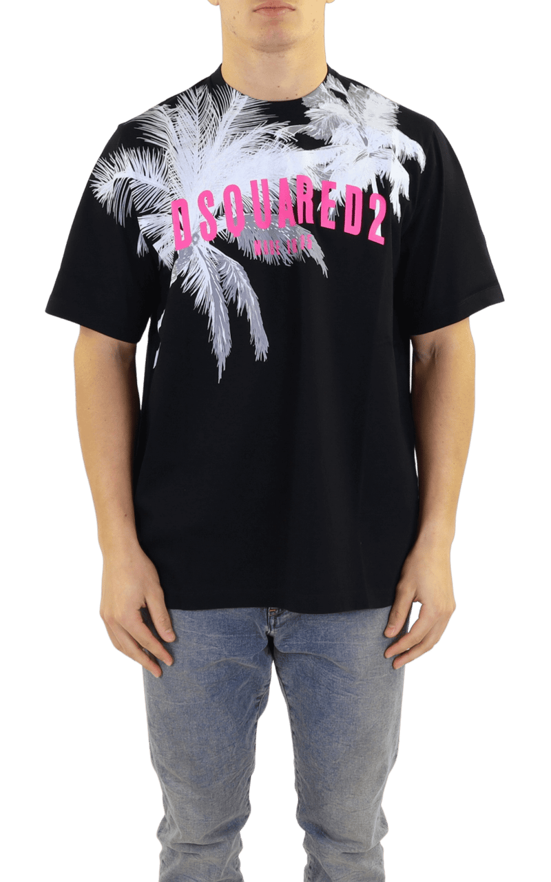 Dsquared2 Heren Palms Slouch T-Shirt Zwart Zwart