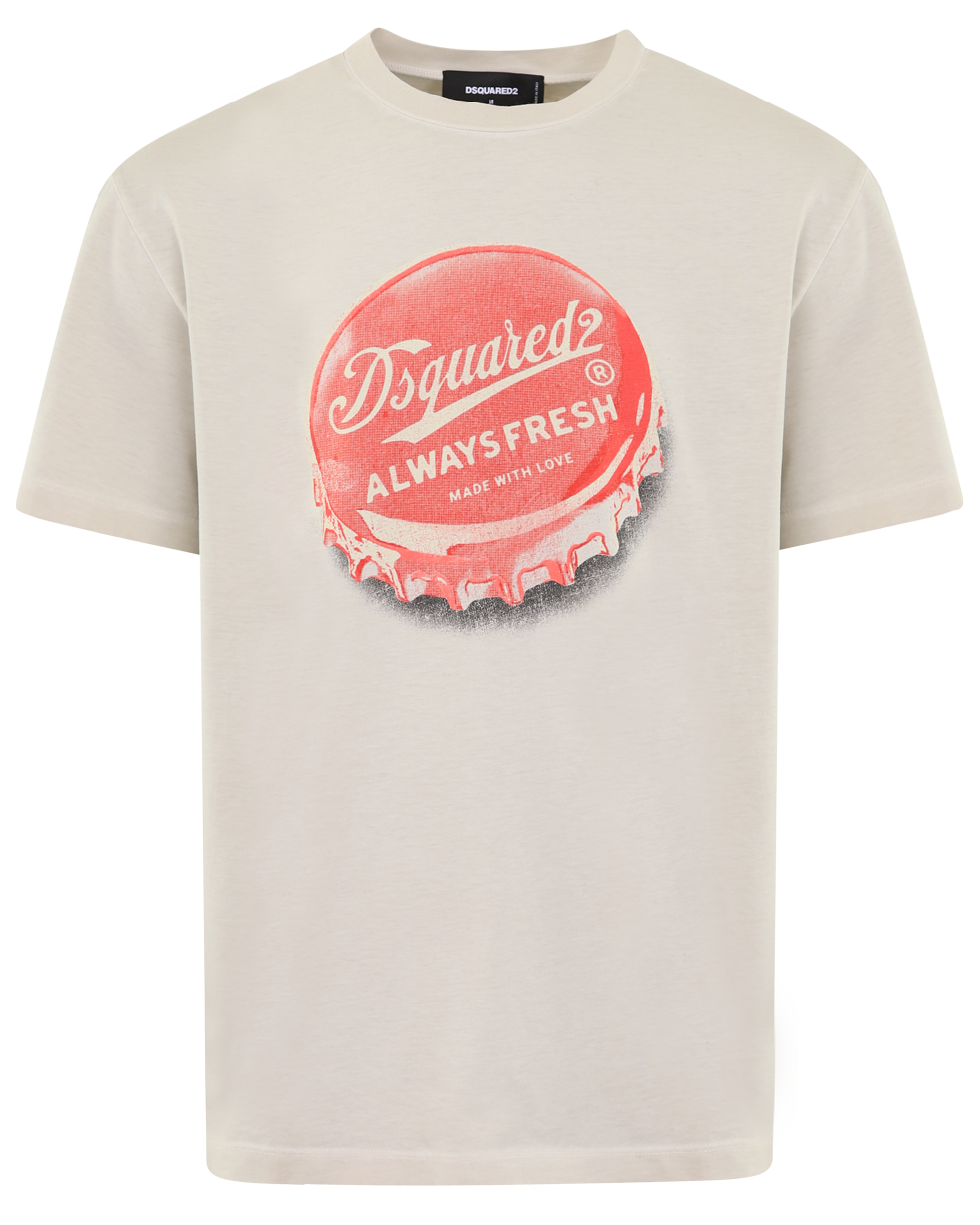 Dsquared2 Heren Bottle Cap T-Shirt Beige Beige