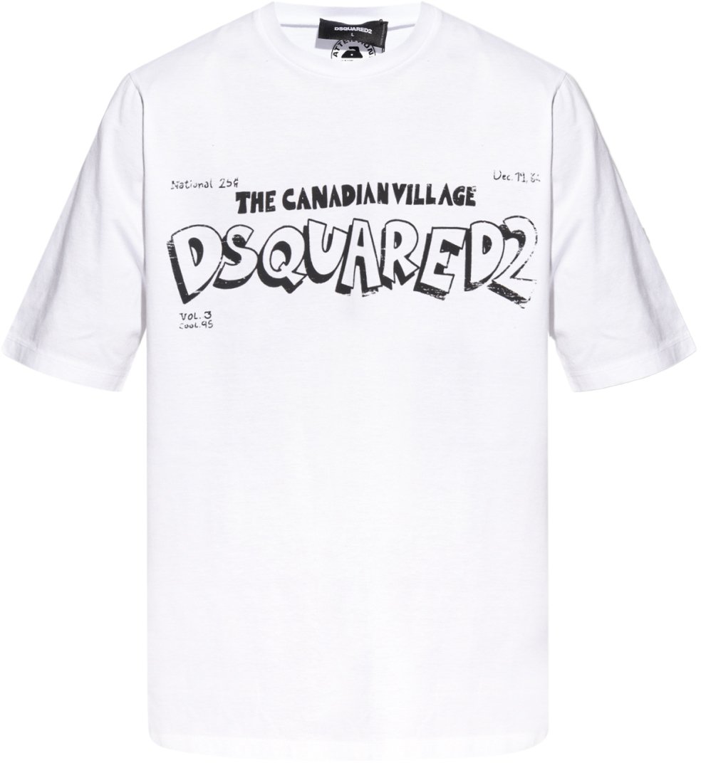 Dsquared2 Skater Fit Canadian Village Logo T-shirt Wit