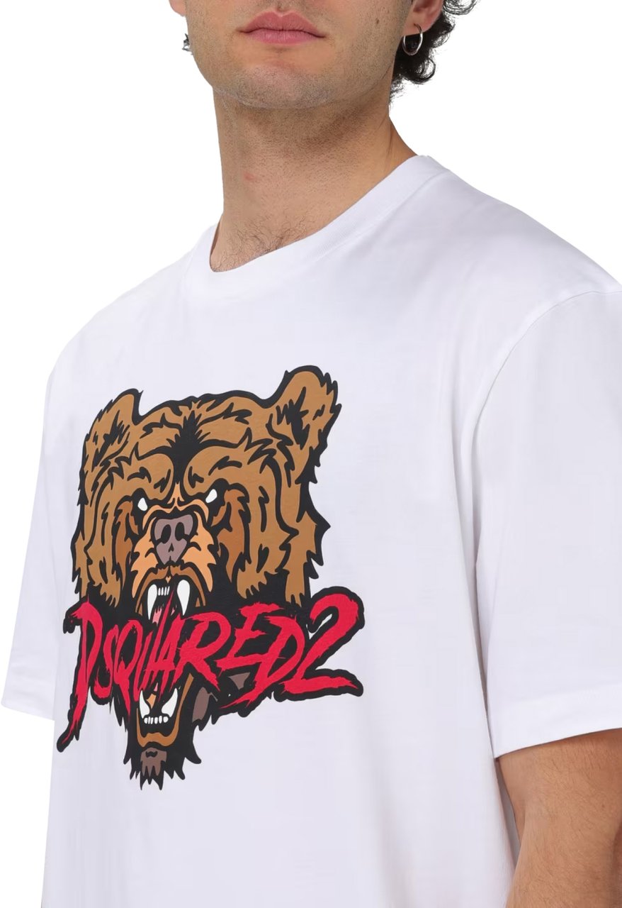 Dsquared2 Bear Logo Regular Fit T-shirt Wit