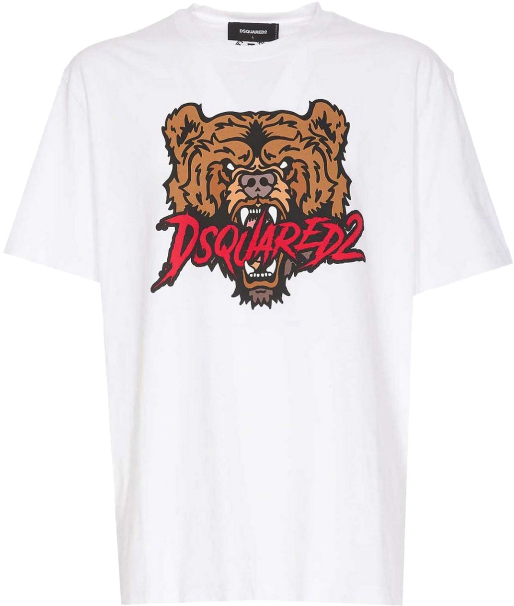 Dsquared2 Bear Logo Regular Fit T-shirt Wit