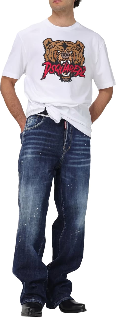 Dsquared2 Bear Logo Regular Fit T-shirt Wit