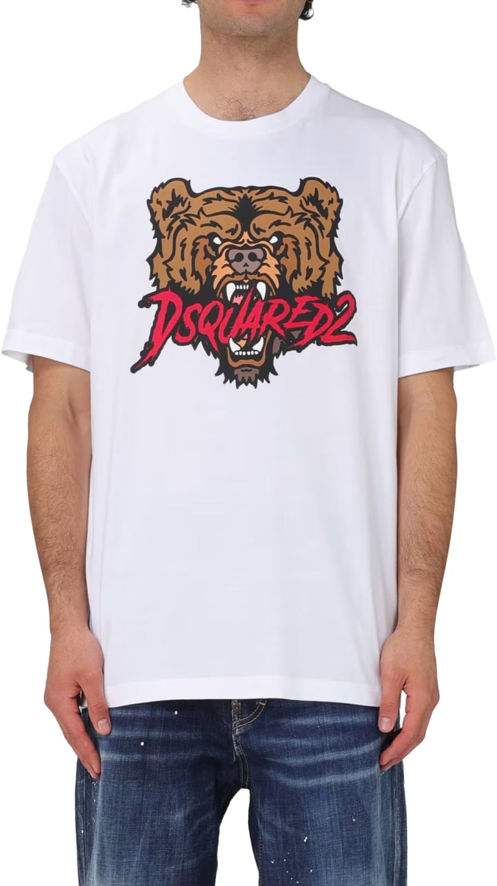 Dsquared2 Bear Logo Regular Fit T-shirt Wit