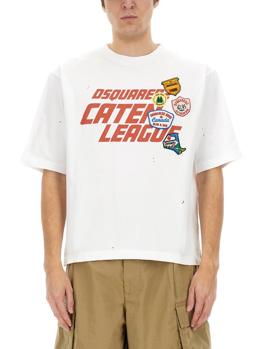 Dsquared2 Relaxed Fit White Graphic T-Shirt Wit