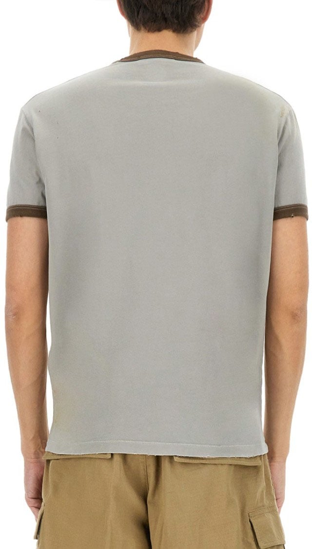 Dsquared2 Vintage Print Relaxed-Fit T-Shirt With Contrasting Trim Grijs