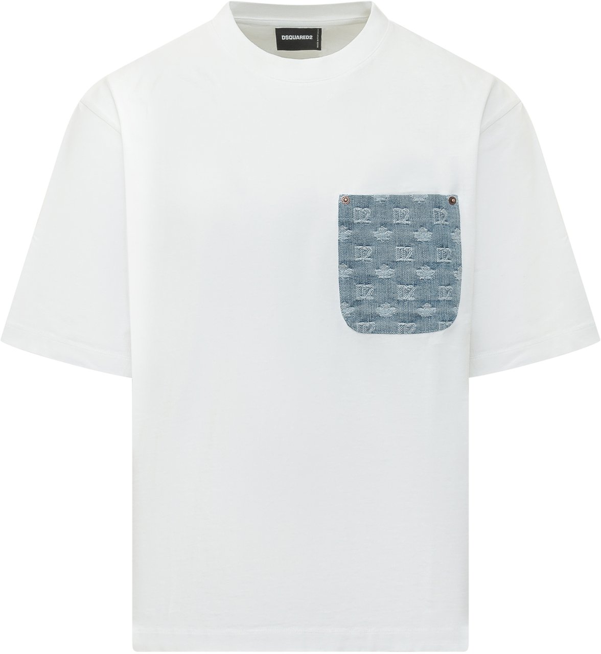 Dsquared2 T-shirt con Tasca in Denim Logo Wit