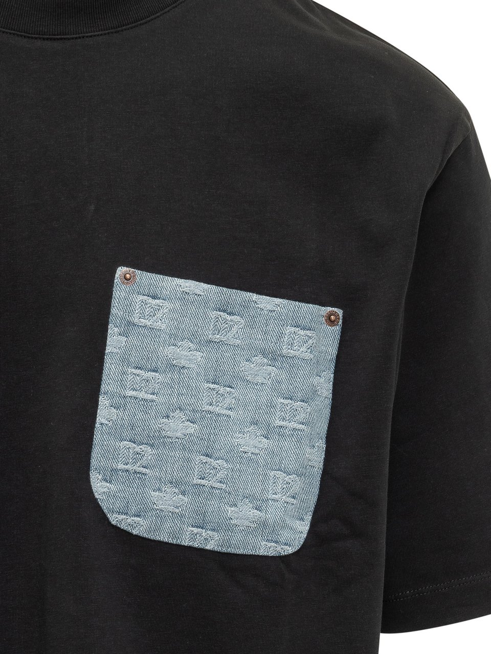 Dsquared2 T-shirt con Tasca in Denim Logo Zwart