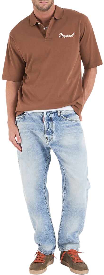 Dsquared2 Polo shirt with logo embroidery Bruin