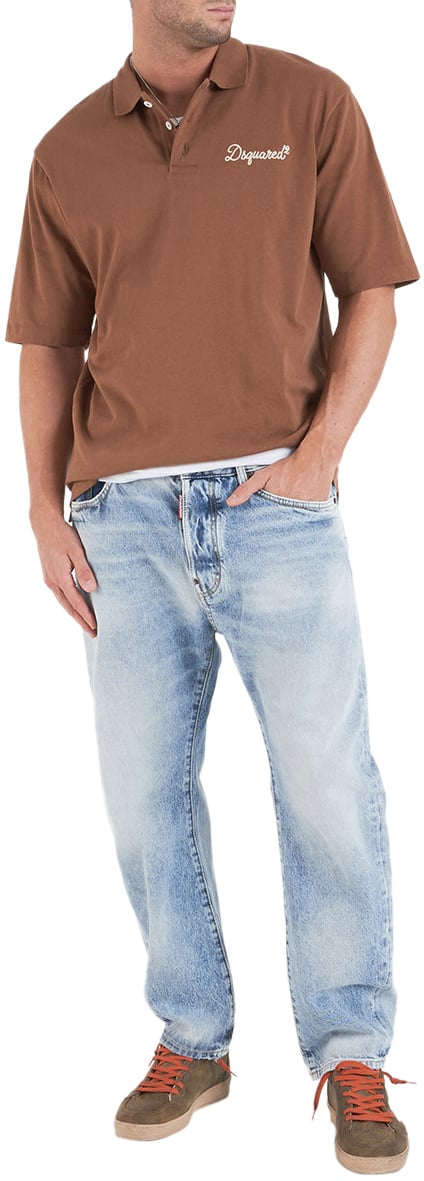 Dsquared2 Polo shirt with logo embroidery Bruin