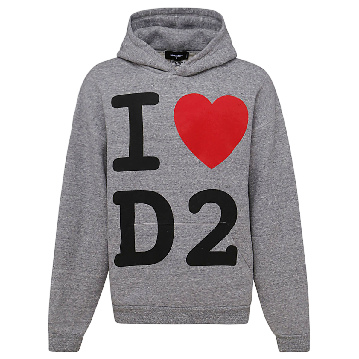 Dsquared2 Light Grey Graphic-Print Hoodie with Classic Hood and Fitted Cuffs Grijs