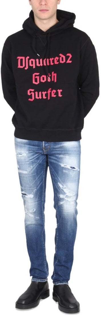 Dsquared2 Relaxed-Cut Hooded Sweatshirt Zwart