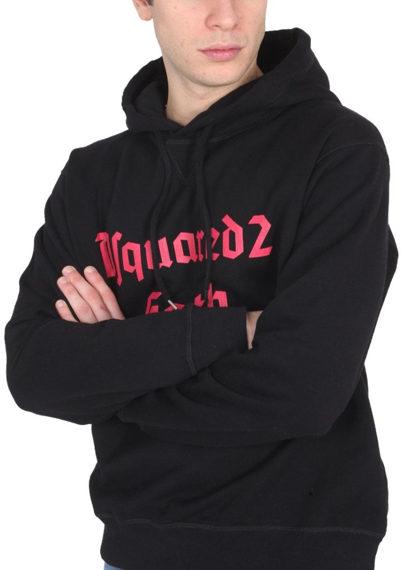 Dsquared2 Relaxed-Cut Hooded Sweatshirt Zwart