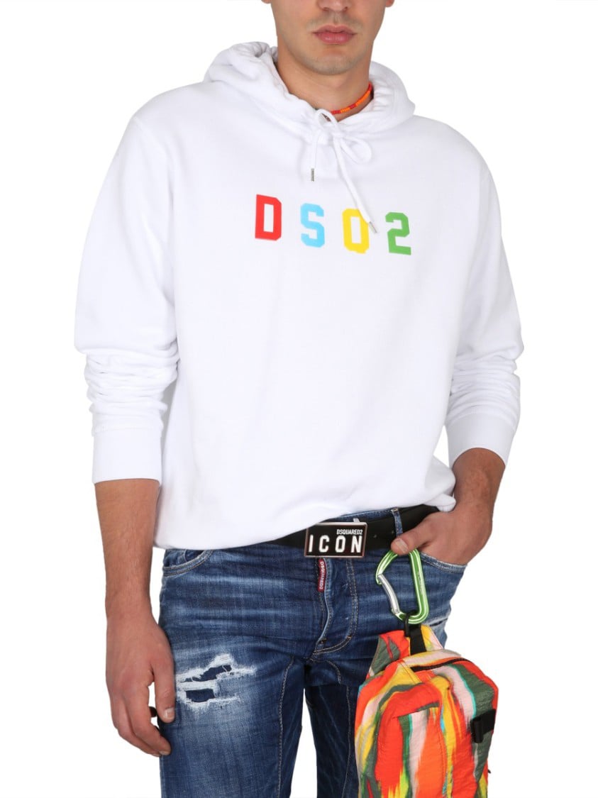 Dsquared2 Relaxed Fit Cotton Sweatshirt Wit