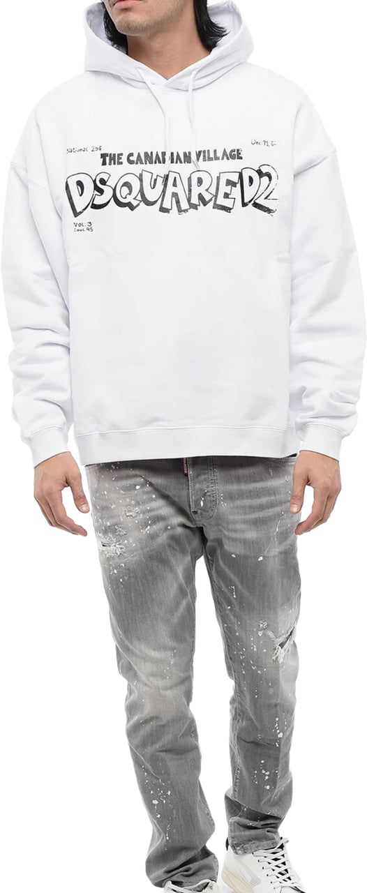 Dsquared2 Canadian Village Logo Oversize Hoodie Wit