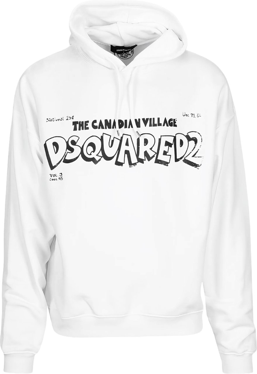 Dsquared2 Canadian Village Logo Oversize Hoodie Wit