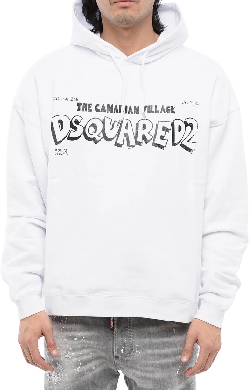 Dsquared2 Canadian Village Logo Oversize Hoodie Wit