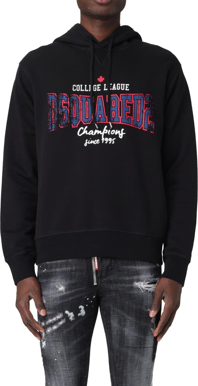 Dsquared2 College League Logo Cool Fit Hoodie Zwart