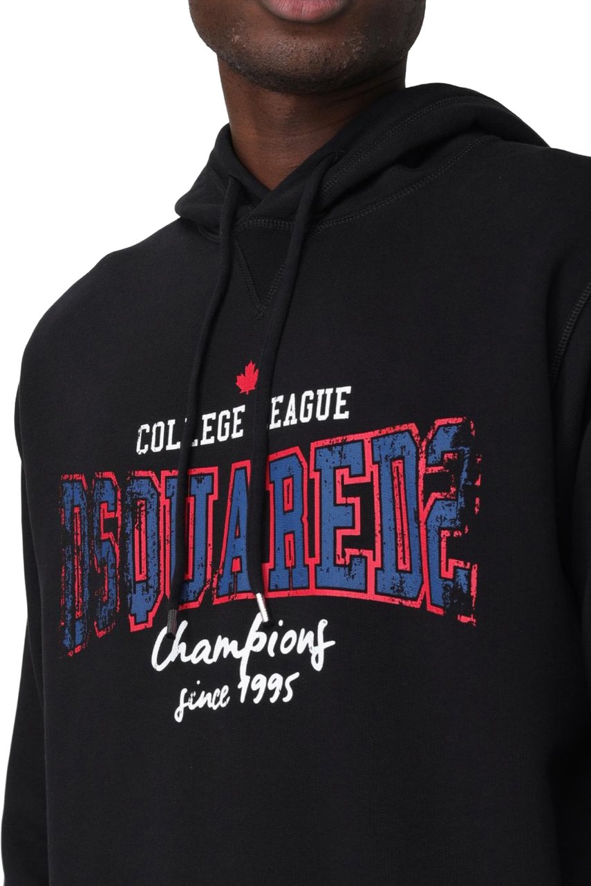 Dsquared2 College League Logo Cool Fit Hoodie Zwart