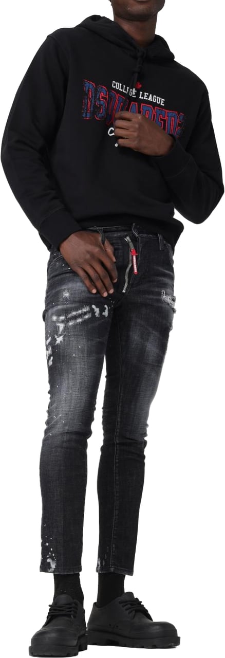Dsquared2 College League Logo Cool Fit Hoodie Zwart