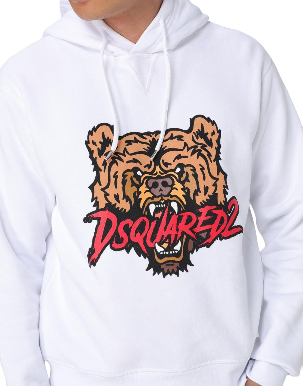 Dsquared2 Angry Bear Logo Cool Fit Hoodie Wit