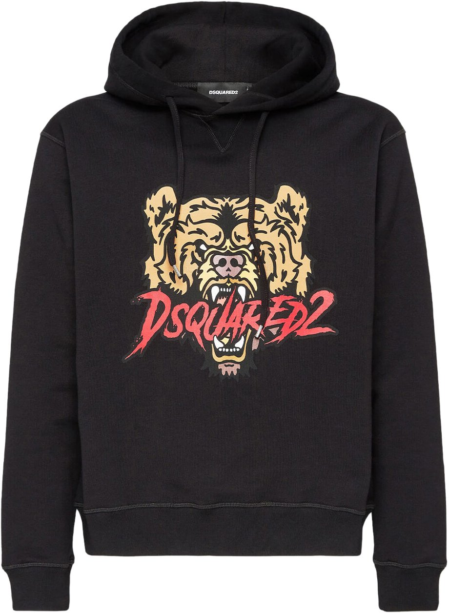 Dsquared2 Angry Bear Logo Cool Fit Hoodie Zwart