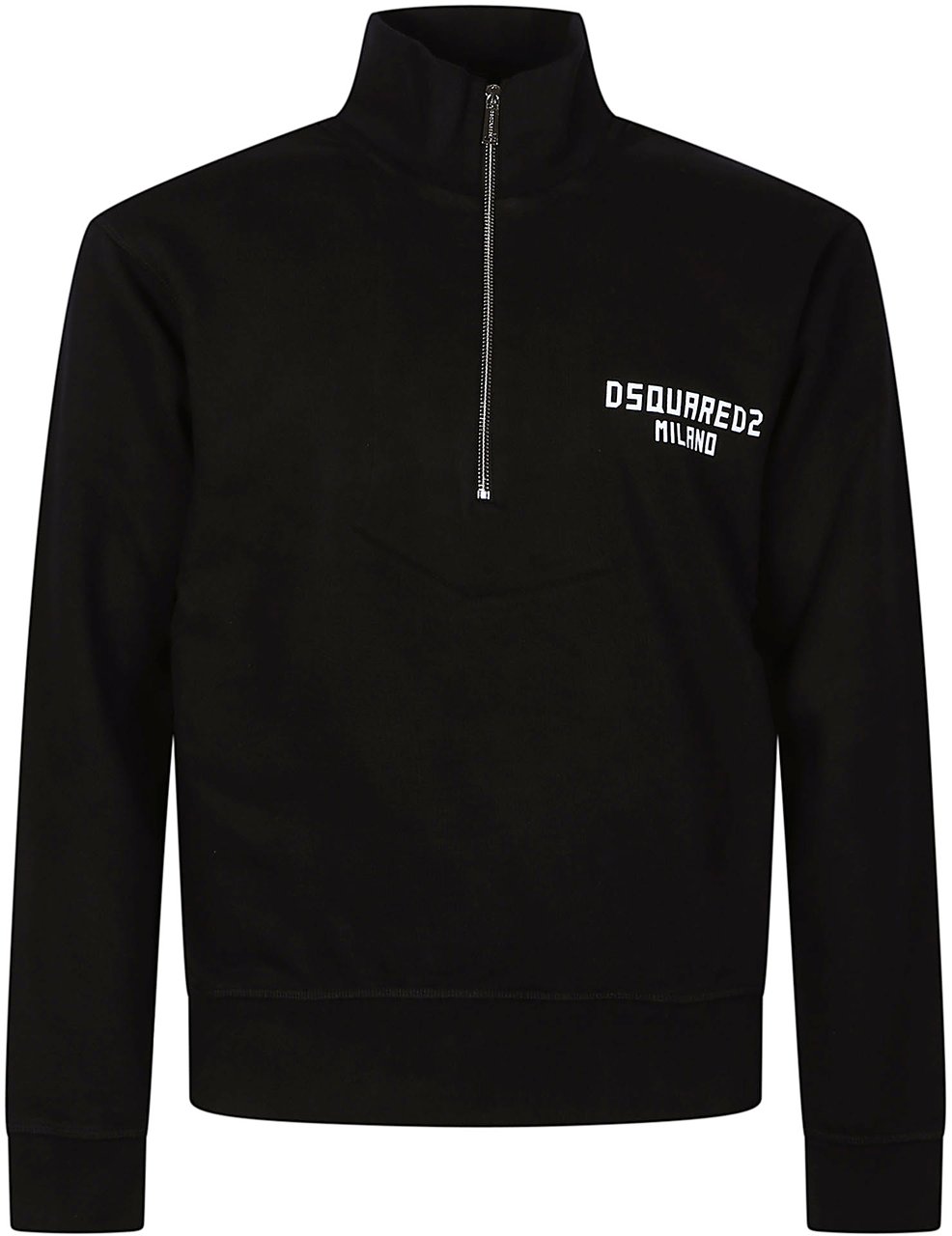Dsquared2 Logo Print Half Zip Sweatshirt Black Zwart