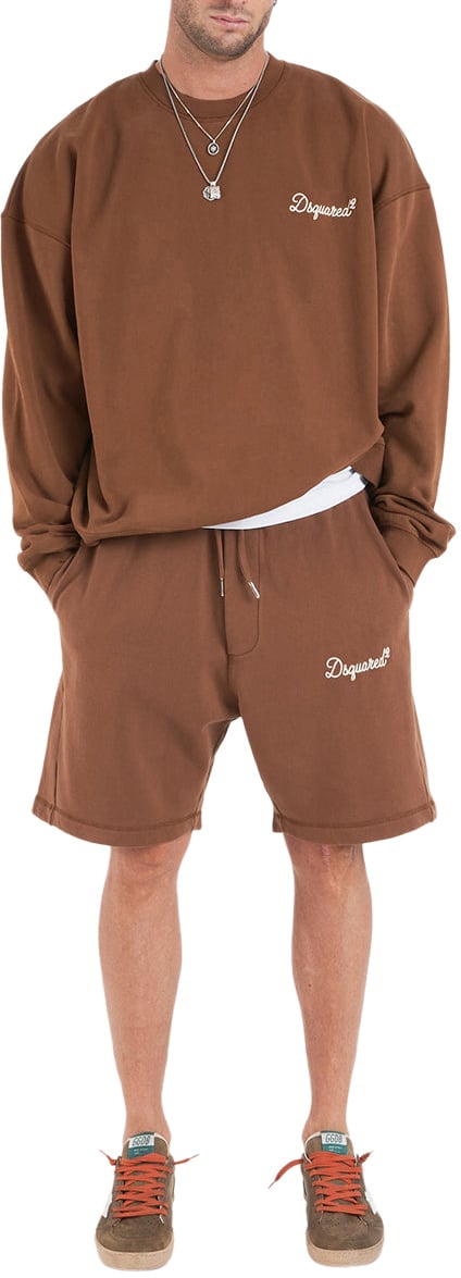 Dsquared2 Sweatshirt with logo embroidery Bruin