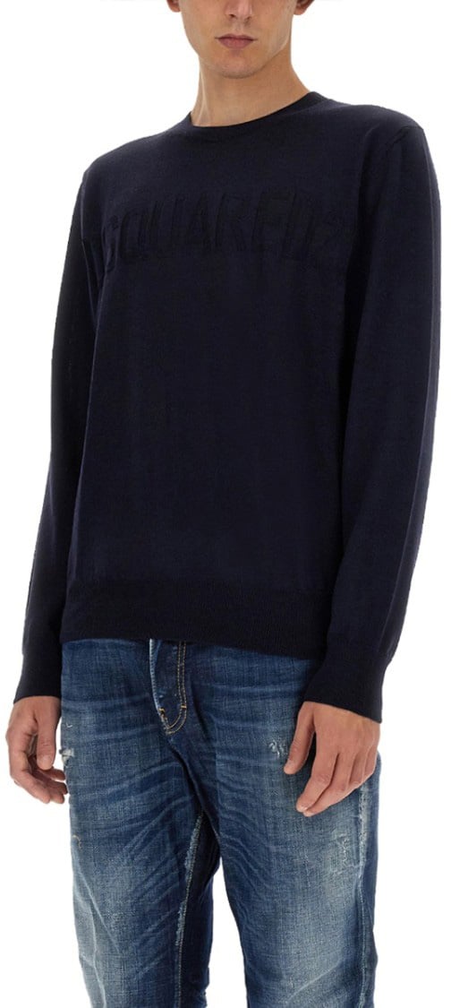 Dsquared2 Black Wool Jersey Zwart