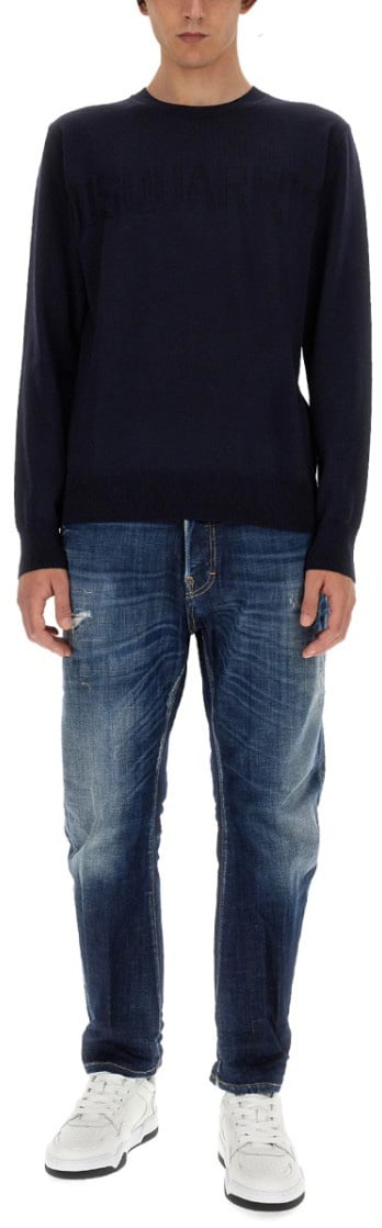 Dsquared2 Black Wool Jersey Zwart