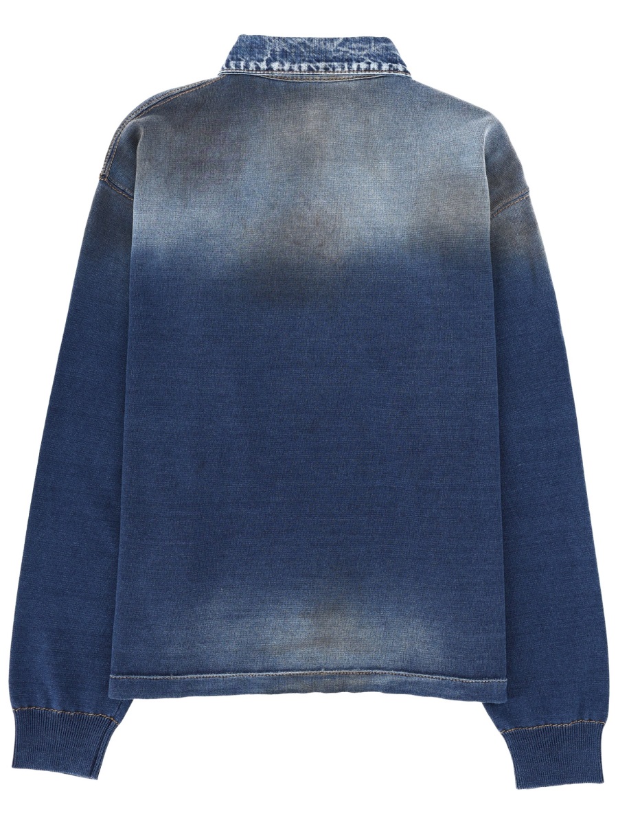 Dsquared2 Long-Sleeve Denim Effect Polo Shirt Grijs