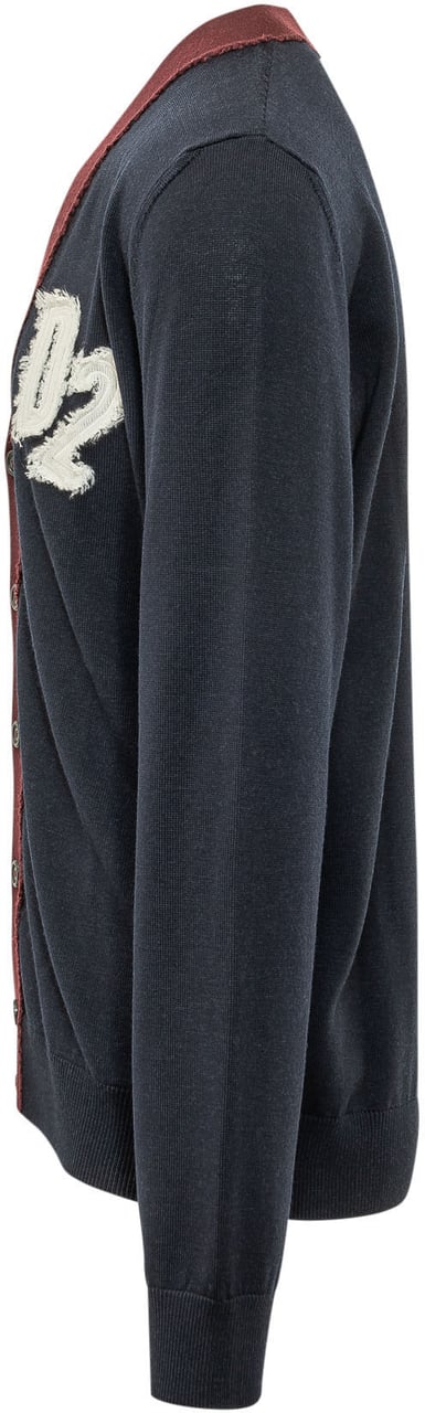 Dsquared2 Cardigan con Bordo a Contrasto Zwart