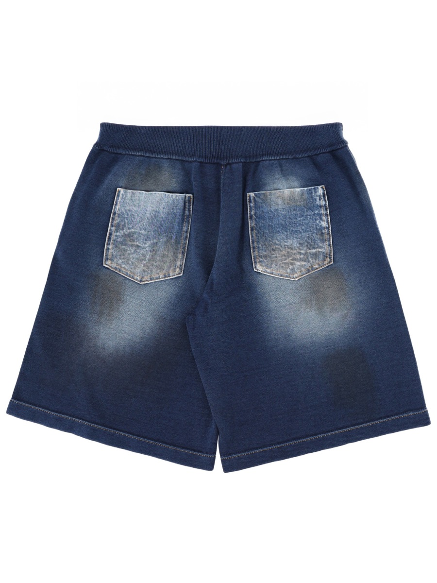 Dsquared2 Faded Wash Elasticated Waistband Cotton Shorts Grijs