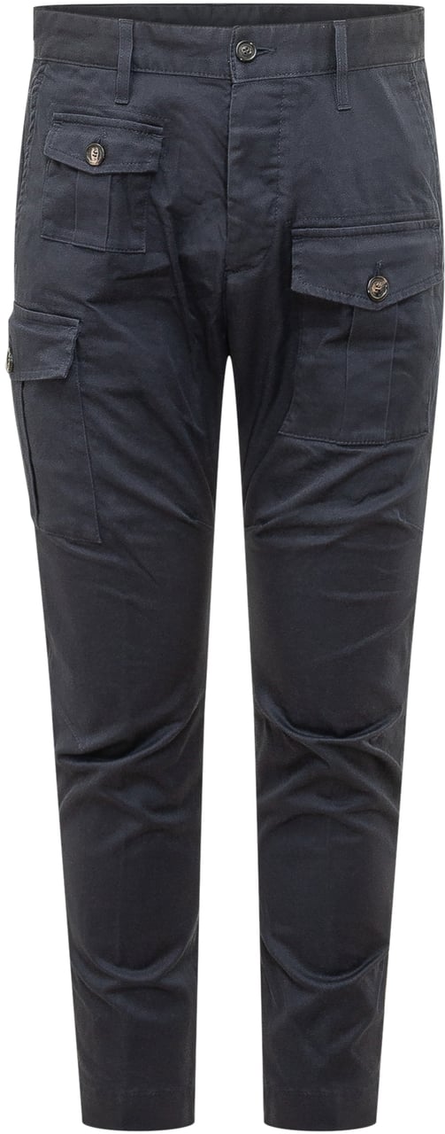 Dsquared2 Pantalone Cargo con Tasche e Bottoni Navy