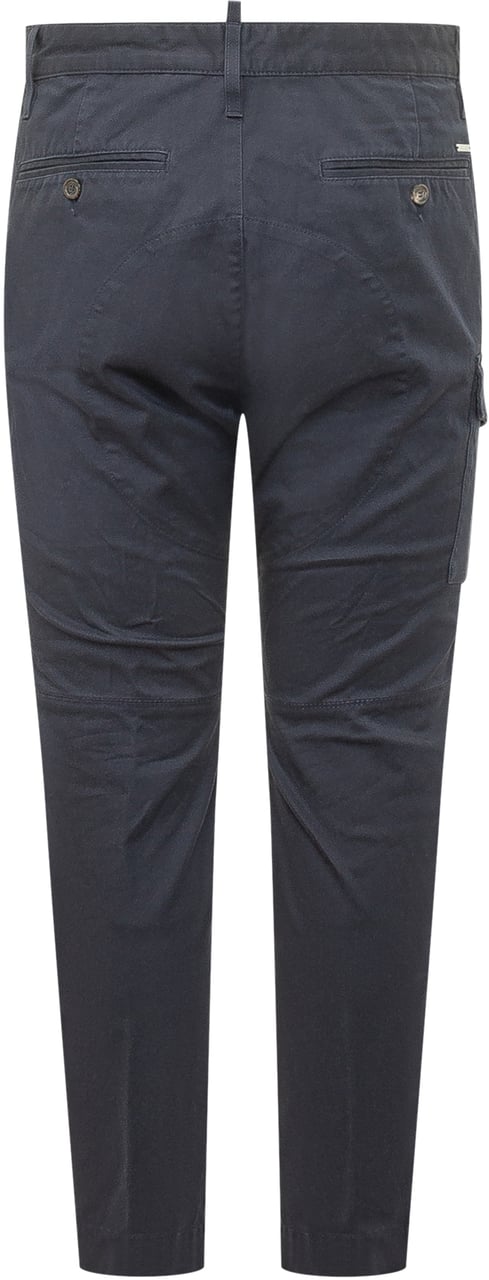 Dsquared2 Pantalone Cargo con Tasche e Bottoni Navy