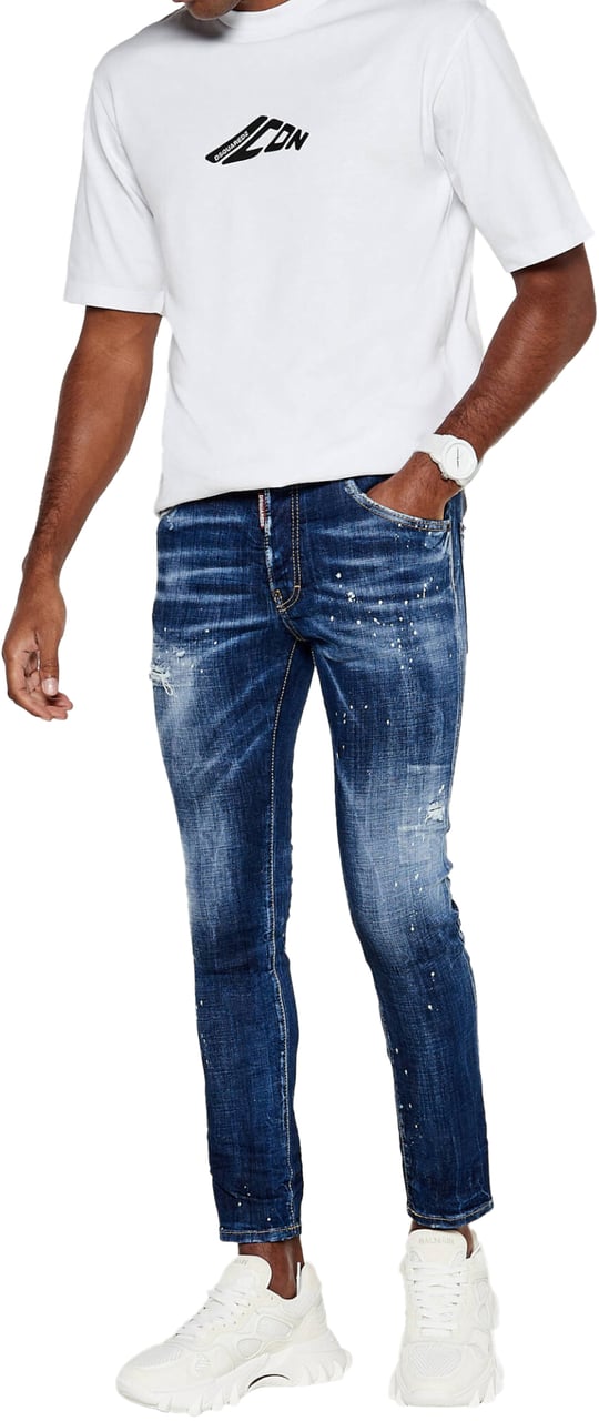Dsquared2 Skater Destroyed Denim Slim Fit Jeans Blauw