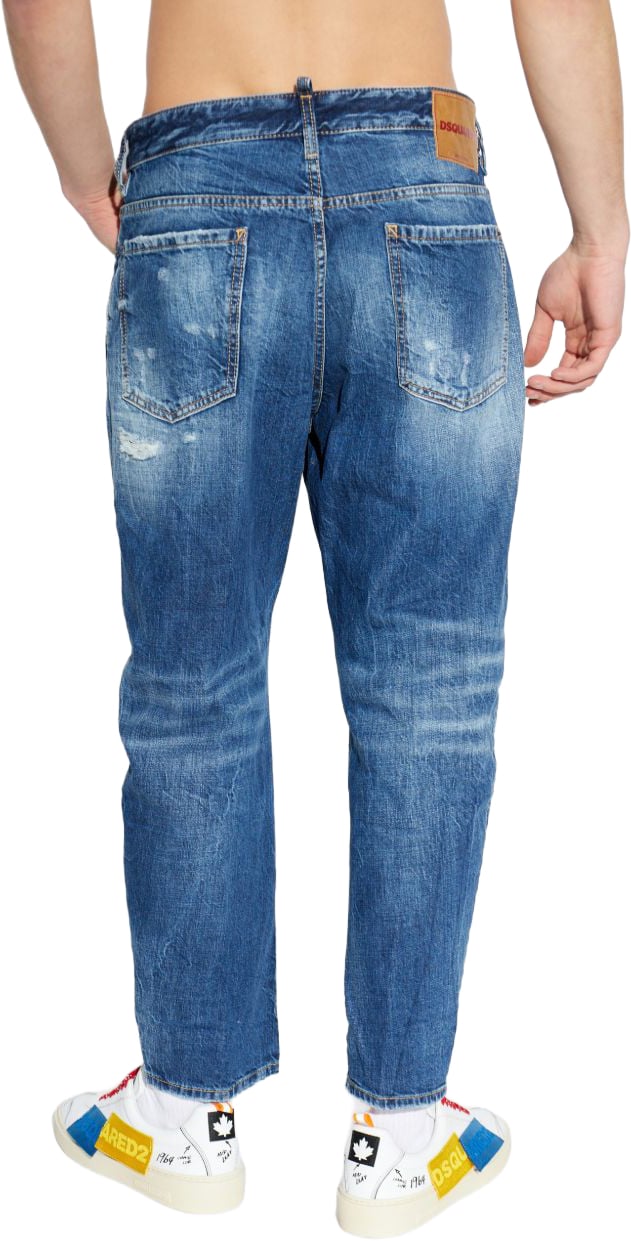 Dsquared2 Distressed Blue Denim Jeans with Five-Pocket Design Blauw