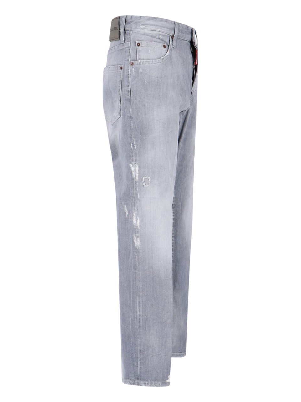 Dsquared2 Straight-Leg Denim Jeans with Textured Grey Wash Grijs
