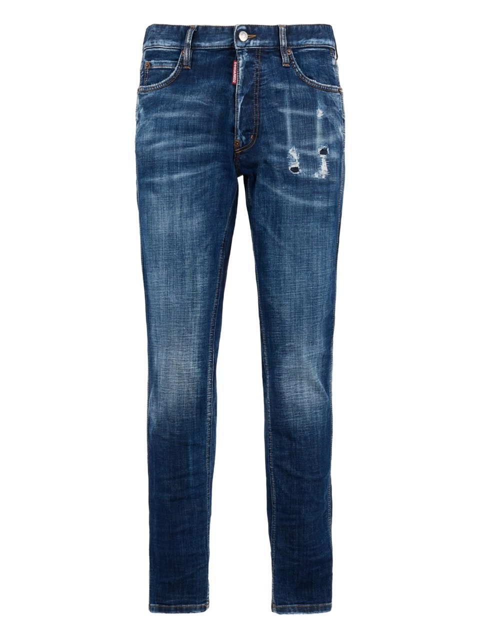 Dsquared2 Slim Tapered Medium Blue Distressed Jeans Blauw