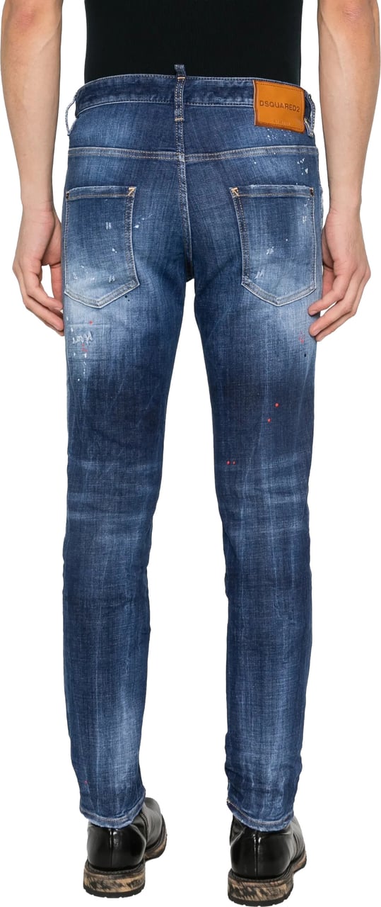 Dsquared2 Slim Fit Distressed Paint Splatter Jeans Zwart