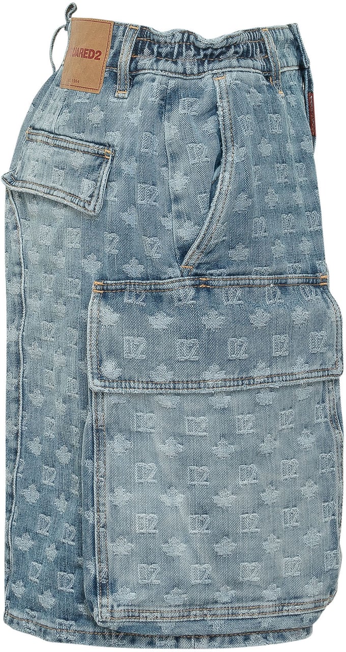 Dsquared2 Utility Short in Denim con Tasche Blauw