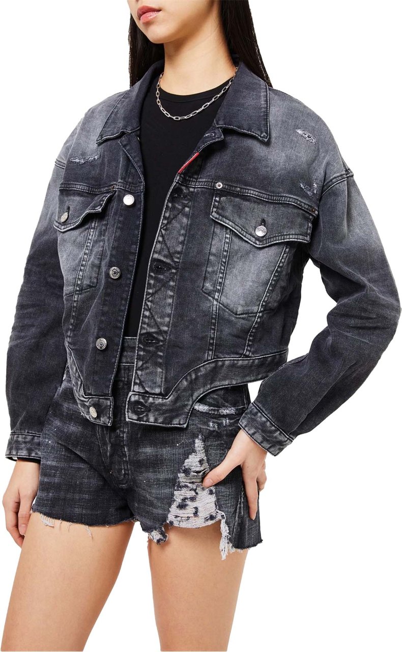Dsquared2 Raw Cut Jean Denim Jacket Zwart