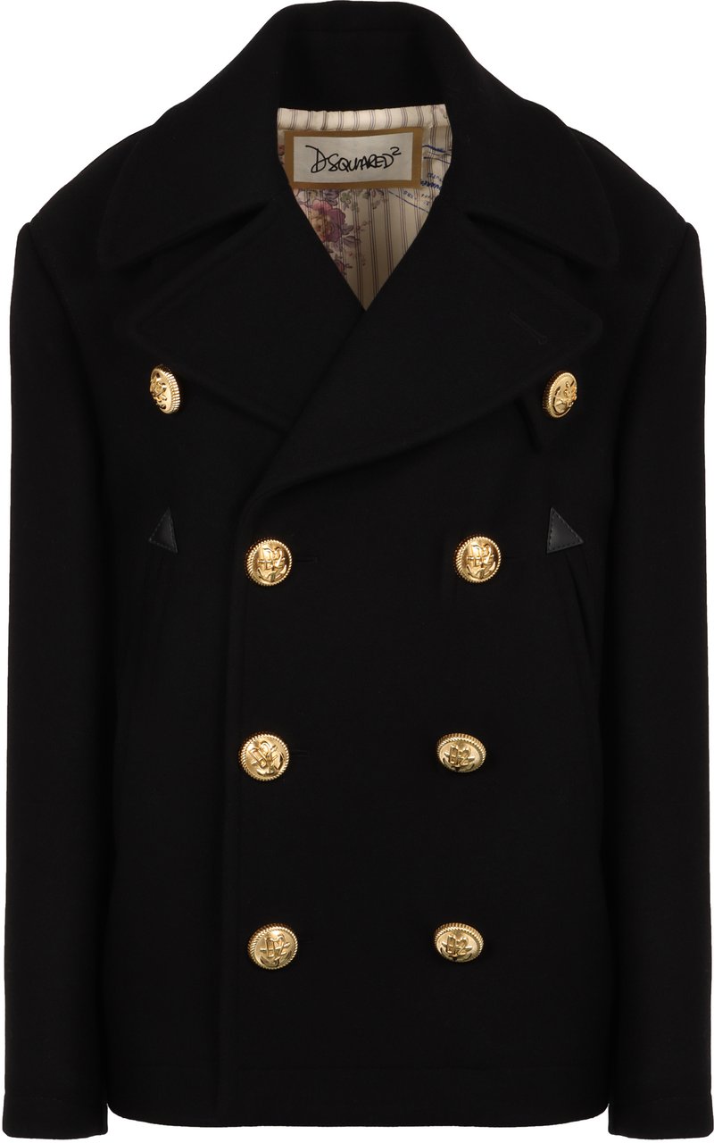 Dsquared2 Wool blend peacoat Zwart