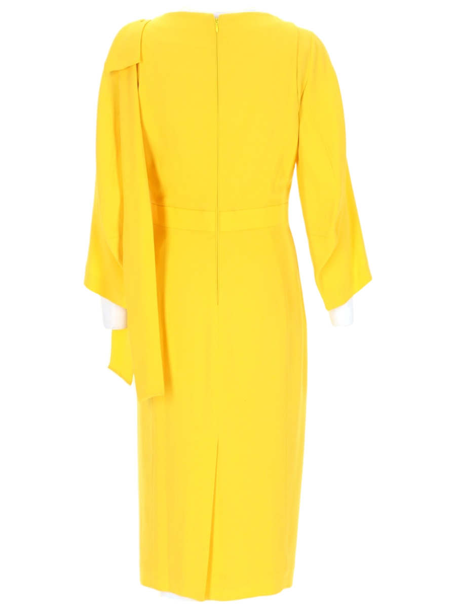 Dsquared2 Vibrant Yellow Midi Dress with Wrap V-Neckline Goud