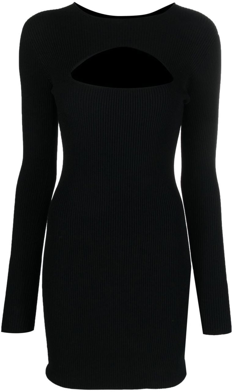 Dsquared2 Fitted Ribbed Black Viscose Mini Dress Zwart