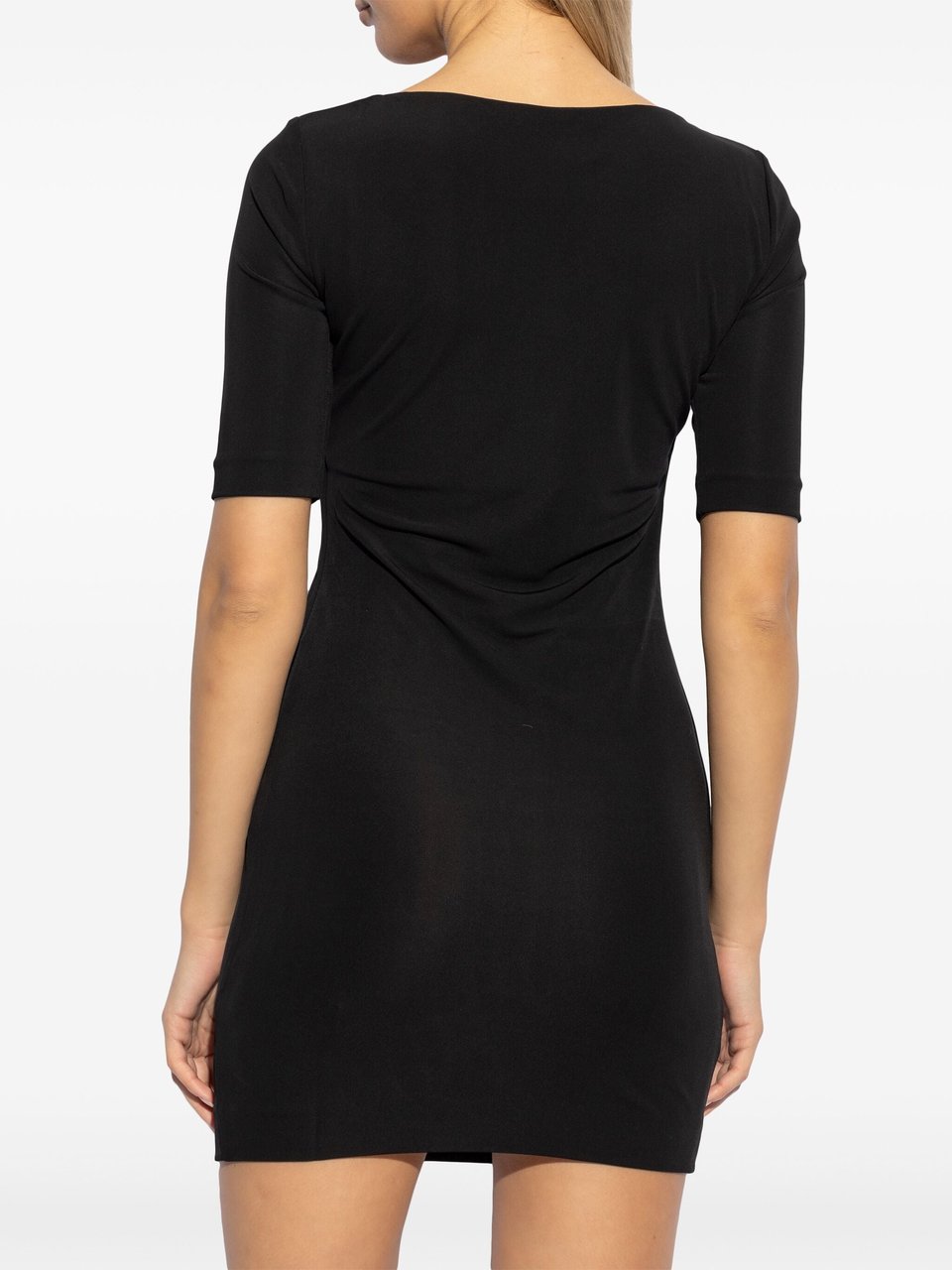 Dsquared2 Form-Fitting Black Viscose Metallic Logo Dress Zwart