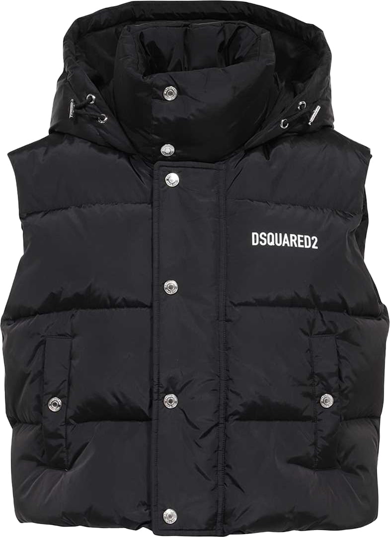 Dsquared2 Hooded nylon vest Zwart